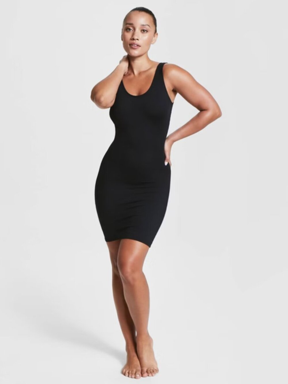 SPANX Assets Shapewear Tank Slip Dress Reversible Black Nude Smoothing Shaper 1X - Picture 2 of 11